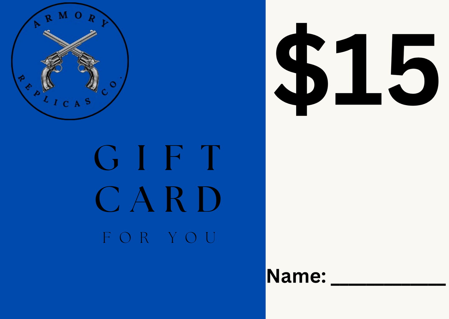 Armory Replicas Gift Card $10 - $35