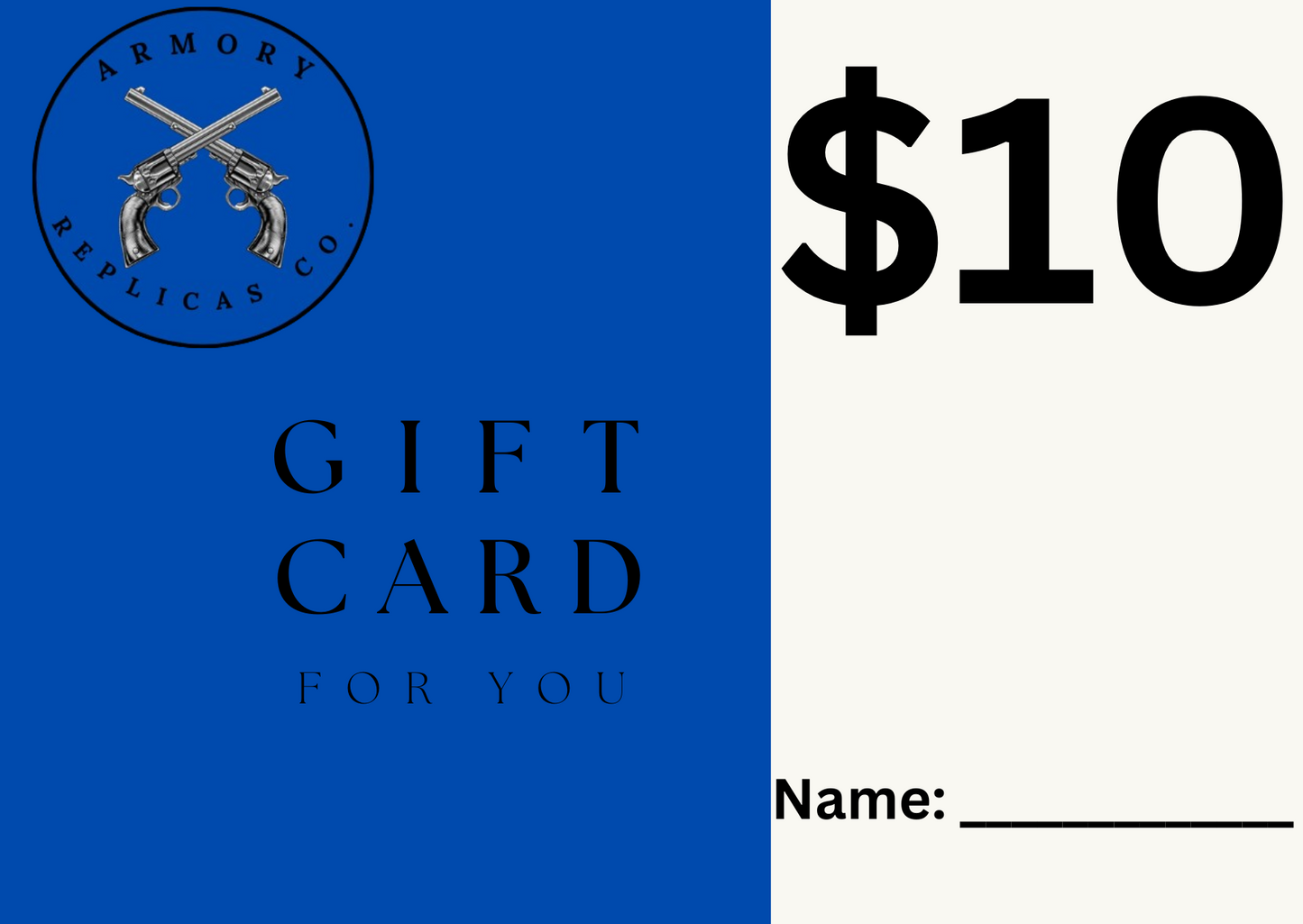 Armory Replicas Gift Card $10 - $35