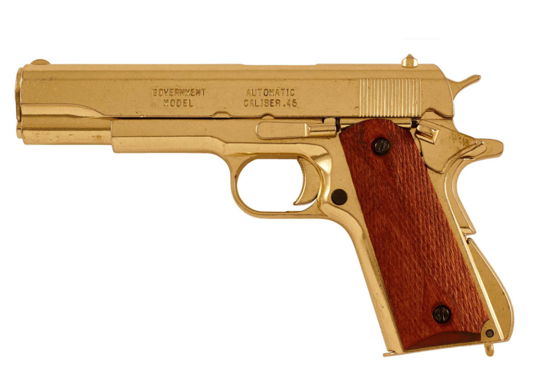 Denix 1911 A1 Nonfiring, Field-Strippable, Replica, Gold Finish - New